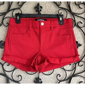 Express Shortie Mid Rise Shorts - Size 6 - Red